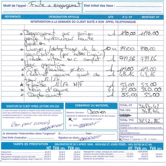 Exemple de devis plomberie sanitaire