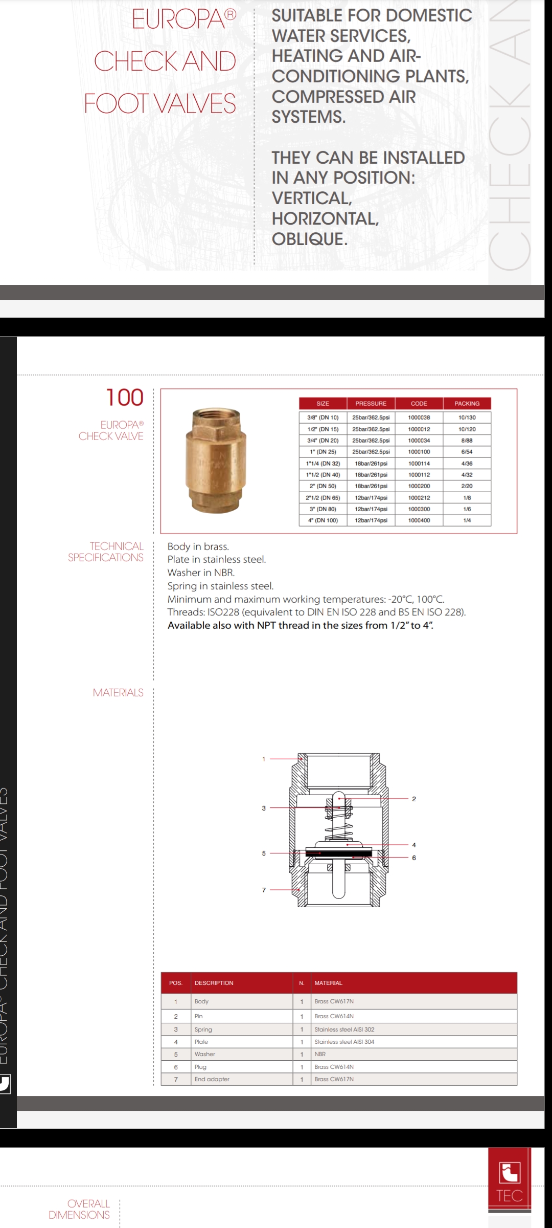 Clapet anti-retour PVC évacuation bâtiment DN40